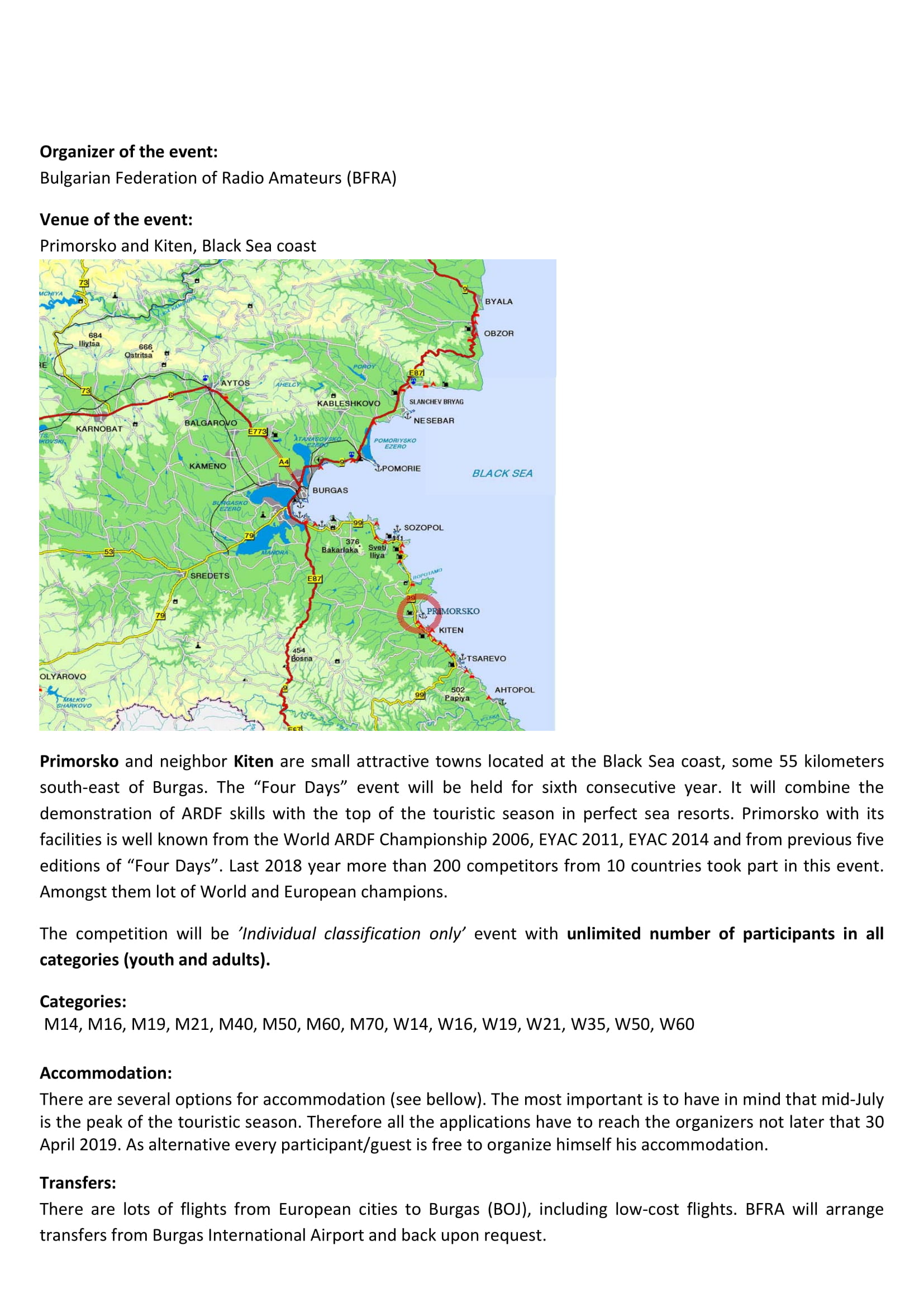 Bulletin 1 ARDF World Cup at Bulgarian Black Sea Primorsko 2019 2