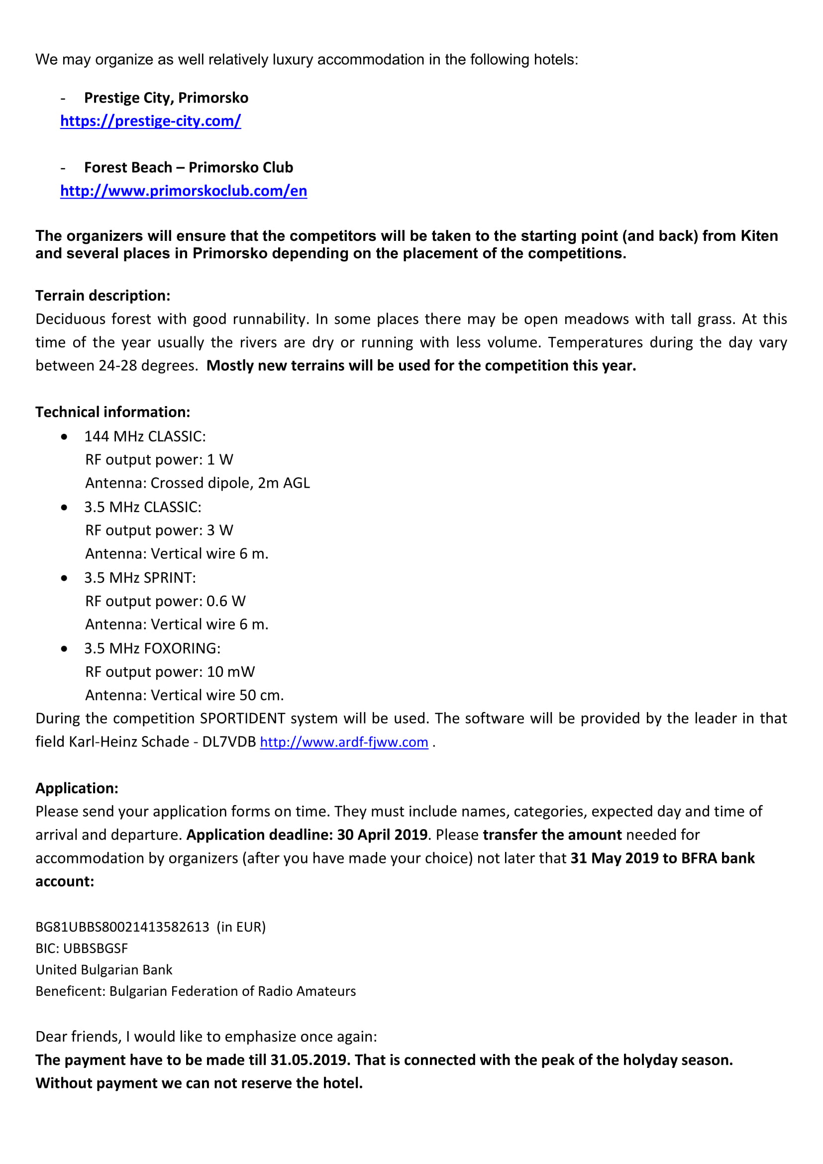 Bulletin 1 ARDF World Cup at Bulgarian Black Sea Primorsko 2019 4